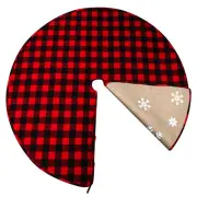 Christmas Tree Skirt 48 Inch Red and Black Buffalo Plaid Tree Skirt, Double S...