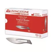 Premium Surgical Scalpel Blade, Carbon Steel, Size 24, Sterile, 100 per Box