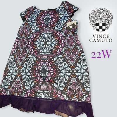 VINCE CAMUTO Dress Plus Size 22W NEW Casual Day Evening Purple Blue Dress