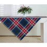 Solino Home Square Linen Table Throw for Dining, Christmas Party - Stewart Plaid