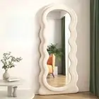 Wavy Full Length Mirror Double Sided Faux Fur Frame Aesthetic Room Decor...