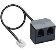 RJ11 1 to 2 Phone Line Splitter 6P4C Plugs Four Core Adapter with 4.8inch Cab...