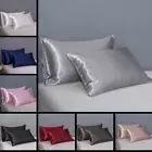 Silk Satin Pillow Case Smooth Soft Pillow Cover Bedding Queen/KING Size 1 Pair
