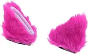 X AUTOHAUX 1 Pair Universal Bicycle Motorcycle Self Adhesive Plush Cat Ears Shape for Helmet Decor Accessory Rose Red White