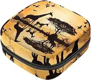 Period Bag,Sanitary Napkin Storage Bag,African Giraffe and Elephant,Tampon Holder for Purse