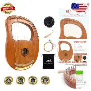Lightweight 16 Metal String Lyre Harp in Mahogany with Gig Bag Included