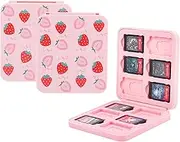 GLDRAM Game Case for Nintendo Switch, Pink Game Holder Case for 12 Switch Game Cards and 12 Micro SD Cards, Cute Switch Game Case Storage, Portable, Game Accessories for Switch/OLED/Lite - Strawberry