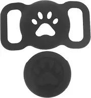 Hohopeti Tracker Case Air Tag Dog Collar Holder Smart Cat Tracker Cat Collar Tracker Tracking Locator Cover Off Organizer Case Protects Air Tags Lightweight Silicone Cover Black