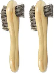NILLOS Shoes Brushes Kit, 2 PCS Polishing Horsehair Brushes for Boots Polishing, Dauber, Care (16.5 x 4.5cm/6.49 x 1.77in)