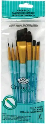 Royal Brush Crafter's Choice Black Taklon Angular Brush Variety Set-7/Pkg