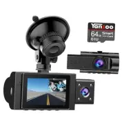 Dual Dash Cam Front and Inside with 64GB Card, FHD 1080P Dash Camera for Cars