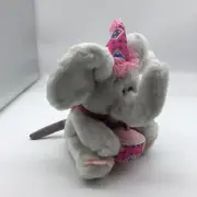 Vintage Russ Berrie Bellybum Birthday Elephant Plush Stuffed Animal Toy trunk up