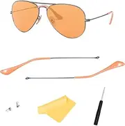 Compatible/Replacement Temple Tips Temple Arms(Ear Socks) Screws Screwdriver for Ray-Ban Aviator Series RB3025 3025 Sunglass (golden) Temple Arms+(Clear) Temple Tips)