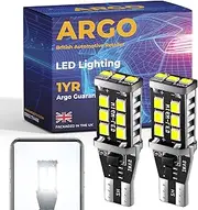 Argo W16W Led Bulb Xenon White 15 Smd Led Reverse Lights 12V Super Bright Halogen Upgrade Canbus Error Free T15 955 921 912 W16w Bulb Backup Car Van Reversing Bulb Lamp