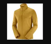 Salomon NEW Mens Large Gold Transition Half Zip Mid Fleece Jacket Hiking Outdoor