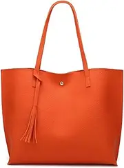 Women's Soft Faux Leather Tote Shoulder Bag from Dreubea, Big Capacity Tassel Handbag