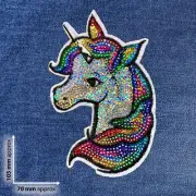 1pc Unicorn Sequin Embroidered Patch Cloth Iron On Applique craft sewing #1748