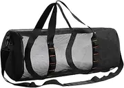 Mesh Travel Sacks - Foldable Swim Organizer, Cylindrical Beach Carrier | Durable Lightweight Beach Equipment, Duffle For Diving Fins Towels Toys Pool Accessories, Outdoor Adventures Storage Bag