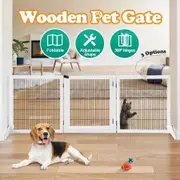 Dog Pet Fence Puppy Gate Safety Guard Indoor Wooden Playpen Foldable Cat Barrier Protection Net Stair Partition White 3Panels