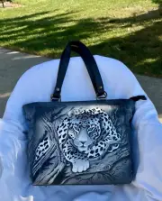 Anuschka Hand Painted Leopard Purse Tote Bag NWT #7434ALP