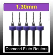 1.3mm .051" Router Bit Carbide Diamond Flutes 5 PCS G10 FR4 PCB CNC 1.30mm R126