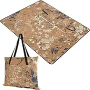 Yoogain Outdoor Play Mat Sandproof Beach Garden Mat for Women 30s Couples Gift Minimalist Flower Brown 60x80in