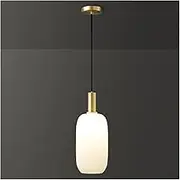 Vintage Brass Pendant Light with Frosted Glass Shade - Adjustable Height Ceiling Lamp E26 Base Chandelier