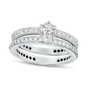 1.0 CT. T.W. Pear-Shaped Natural Diamond Bridal Engagement Ring Set in Solid 14K White Gold (J/SI2)