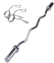 Kingkong Fitness Olympic EZ Curl Pull-Down Bar, Silver