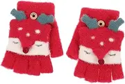 [WRITWAA] 1 Pair Gloves Kids Mittens Baby Princess Socks Winter Flip-cover Mittens Convertible Fox Mittens Plush Fox Knitted Mittens Warm Mittens Children Mittens Clamshell Knitting Thicken