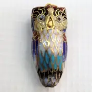Sterling Silver Pendant Gold Plated Cuckoo Bird Enamel Painted All Over