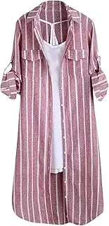 [Yubnlvae] Cardigan for Women Plaid Print Tunic Tops Long Sleeve Open Front Roll up Sleeve Button Down 2024 FAL Fashion Coat