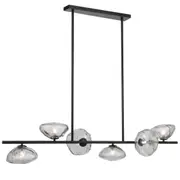 Zaria Black Smoked Glass 6 Light Horizontal Pendant