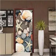 Door Stickers Self-Adhesive Beach Art Door Sticker Home Decoration Door Cover Wall Sticker Mural Porch Poster(77x200cm)