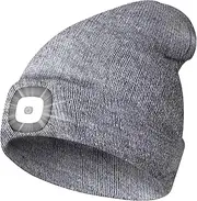 Beanie Hat with Light, Rechargeable USB LED Lighted Beanie Hat, Unisex Winter Warmer Knitted Hat for Night Walks, Fishing, Camping, Hunting