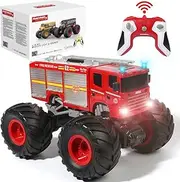 Liberty Imports RC Firefighter Monster Truck - Realistic Off-Road 4WD 1:18 Scale Rescue Vehicle with Maximum Traction and Realistic Lights and Sounds for Kids