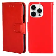 For iPhone 15 Pro Max Textured PU Leather Phone Cover Wallet Stand Shockproof Phone Case