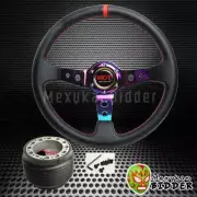 350mm Neo Chrome Deep Dish Steering Wheel + Hub Adapter For Nissan Maxima 89-98 (for: Nissan)