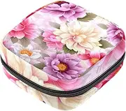 Period Bag,Sanitary Napkin Storage Bag,Floral White Pink Flowers,Tampon Holder for Purse