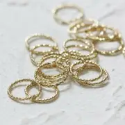 100 Pieces Raw Brass Opened Textured Jump Rings-10x1mm (CW-4199C)