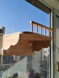 在飛比找松果購物優惠-奇思喵想吸盤貓跳台松木瓷磚固定柱省空間太空艙玻璃跳板 (3.