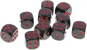 Dickly Set of 10 High-Quality Plastic Dice for Social Gatherings, Red Black