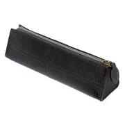 Filofax Classic Stitch Soft Zip Pen Case Leather Pencil Carry Pouch BLK 19cm
