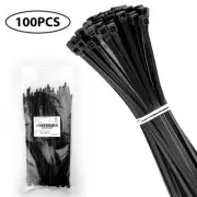 Nylon Cable Ties Zip Tie 8 inch Black Self-Locking Wire 100 Pack