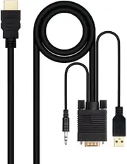Watio Wave Converter - HDMI to VGA Converter with Audio, 1.8m Cable, Black, Easy to use, Ideal for Connecting Devices to VGA displays.*