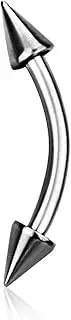 [Pierced Owl] 16GA EO Gas Sterilized Grade 23 Titanium Spike Ends Curved Barbell Eyebrow Ring