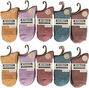 [Dickly] 10 Pair Women Calf Socks Crew Socks Boot Stockings Breathable Lady Socks Thermal Socks for Sports Hiking Winter Daily Wear
