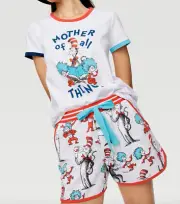 NEW PETER ALEXANDER DR SEUSS CAT IN THE HAT & THING TOP + SHORTS SET M $139.90