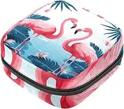 Period Bag,Sanitary Napkin Storage Bag,Flamingo Tropical Leaves,Tampon Holder for Purse