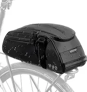 WOTOW Bike Reflective Rack Bag, Water Resistant Bicycle Rear Seat Pannier Cargo Trunk Storage Cycling Carrier Chest Bag with 8L Capacity Multi Pocket Taillight Loop for Commuter Outdoor Traveling